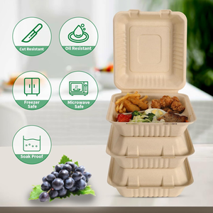 Boîte personnalisable OEM en bagasse biodégradable, écologique, sans BPA, robuste, étanche, à 3 compartiments, jetable, type clamshell - Product Image 3