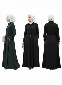 <b>Ladies</b> Modest Full Length Maxi <b>Abaya</b> Plain Long Sleeve Belted Casual Islamic Style Comfortable Breathable Polyester Daily Wear - Product Image 2