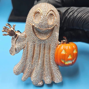 Collar de Lujo Estilo Hip Hop, Plata de Ley 925, Chapado en Oro Rosa, Unisex, Sin Níquel, Sin Plomo, con Moissanita, para Fiestas - Product Image 1