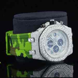 นาฬิกาข้อมืออัตโนมัติสุดหรู สแตนเลสสตีล กลไกจักรกล ประดับเพชร VVS มอยส์ซาไนต์ สไตล์ฮิปฮอป สายหนัง แฟชั่น เครื่องประดับ - Product Image 2