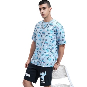 Venta caliente personalizado todo estampado transpirable 3D patrón Unisex Casual verano hombres de talla grande pantalones cortos conjunto tejido chándal - Product Image 3