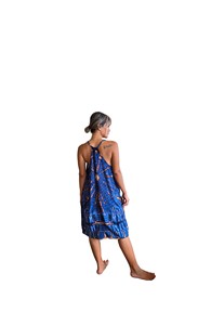Robe midi en rayonne bleu rose tie-dye faite à la main, style bohème, sans manches, col rond, légère, tenue de plage pour femmes - Product Image 3