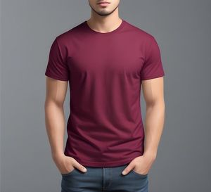 T-shirt uni pour hommes, décontracté, en coton, col rond, demi-manches, confortable, respirant, léger, à porter au quotidien - Product Image 5