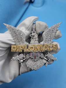 GRA Certified Moissanite <b>Diamond</b> Iced Out Eagle Pendant <b>Necklace</b> In 925 <b>Silver</b> Hip Hop Jewelry For Men Luxury Fashion From India - Product Image 3