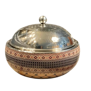 Wholesale Kashmiri Papier Mache Casserole Stainless Steel Hot Pot Insulated Serving Bowl Double Walled Thermal Food <b>Warmer</b> - Product Image 5