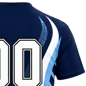 Navy Blue White Sublimated Volleyball Jersey Short Sleeve Sports Shirt Team Athletic Wear Match Training Competition Apparel - Product Image 4