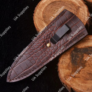 ซองใส่มีดหนังแท้ลายจระเข้ทำมือระดับพรีเมียม แบบพกพาแนวตั้ง พร้อมคลิปโลหะสีดำ รับผลิตตามสั่ง OEM MOQ ต่ำ - Product Image 3