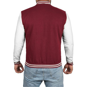 Letterman Varsity <b>Jacket</b> with Stand Collar Wool Shell Ribbed Trim Patchwork Cartoon Print OEM Service for <b>Men</b> - Product Image 2