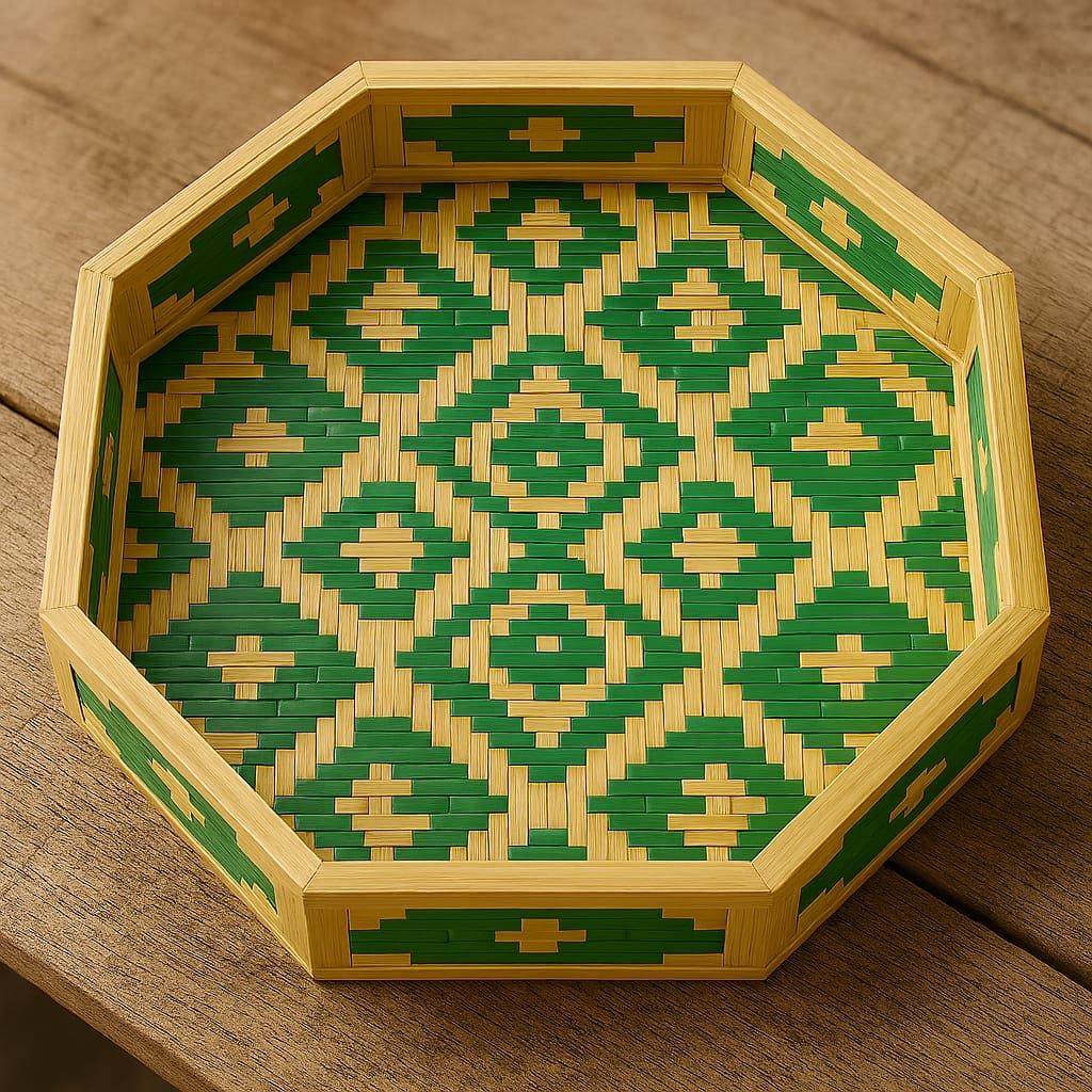Natural Bamboo with Green Weave