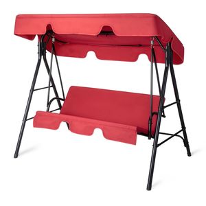 Altalena da Giardino 68*43*60 Pollici in Tessuto Oxford Rosso, Stile KD con Cuscino, Struttura in Ferro, Capacità 250kg, per Uso Esterno - Product Image 1