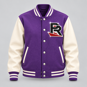 Chaqueta Universitaria para Mujer con Logotipo de Diamantes de Imitación, Chaqueta Bomber Personalizada con Letras, Chaqueta de Animadoras con Servicio OEM ODM - Product Image 1