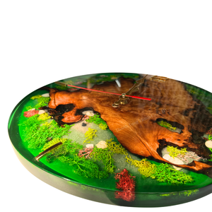 Support de rangement rond en résine fait main avec feuille et engrenages, design rustique - Product Image 6