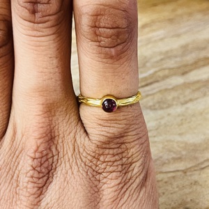 Latest High Demanding Minimalist Solitaire Garnet <b>Ring</b> Dainty Brass 18K Gold Plated Boho Wholesale <b>Statement</b> <b>Ring</b> For Women - Product Image 6
