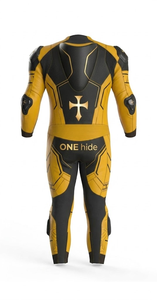 Traje de cuero prémium para hombre, mono de moto de una pieza para carreras con protectores, ideal para el día de pista, con joroba - Product Image 2