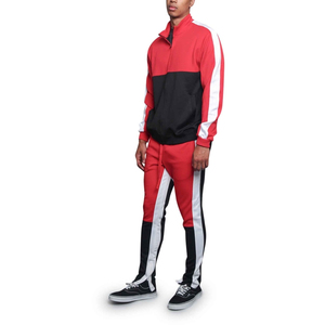 Chándal Deportivo Casual para Hombre, Color Rojo y Negro, Manga Larga, Cierre de Cremallera de un Cuarto, Transpirable, de Poliéster y Algodón, Corte Regular, para Otoño - Product Image 5