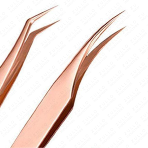 Pince à épiler de précision Zullo Rose Gold pour extensions de cils, en acier inoxydable, couleur personnalisée, outil pour cils avec logo, pour cils volumineux - Product Image 2