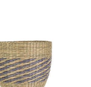 Panier en jacinthe d'eau naturelle avec accent tressé violet, panier de rangement décoratif pour étagère, salle de bain, chambre, maison - Product Image 2
