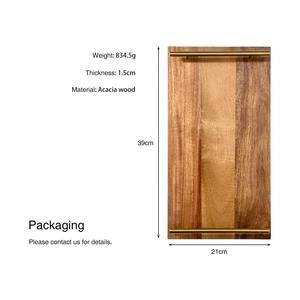 Plateau de service écologique en bois d'acacia naturel, plateau de petit-déjeuner, plateau à thé et à café, fabriqué en bois d'acacia - Product Image 1