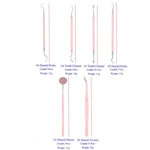 Kit de Nettoyage Dentaire Manuel pour Femmes, 6 Pièces/Boîte, Stérilisable, en Acier Inoxydable : Miroir Dentaire, Sonde, Pince à Épiler, Détartreur - Product Image 2