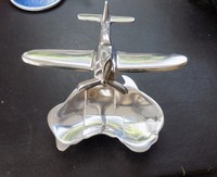 Sculpture d'avion Spitfire vintage en aluminium moulé argenté, modèle d'avion décoratif de luxe pour bureau et maison