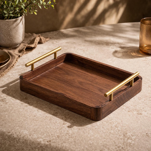 Bandeja Organizadora de Cocina de Madera de Acacia Natural para Servir Té, Café, Bocadillos, Desayuno, Comedor, Encimera - Product Image 4