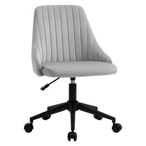 Sedia da Ufficio Girevole in Velluto con Schienale Medio Scanalato, Sedia Direzionale Regolabile in Altezza, Materiale in Rete, Colore Ardesia - Product Image 1