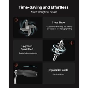 "Hand Crank <b>Meat</b> <b>Grinder</b> with 304 Stainless Steel Mincer & Sausage Stuffer 2 Cutting Plates Plastic Clamp" - Product Image 5
