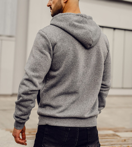 Sudadera con capucha para hombre, fabricada por OEM, con cremallera completa, color liso, cordón ajustable, bolsillos inclinados, puños y dobladillo acanalados, ideal para invierno. - Product Image 3