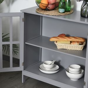 Multifunctional <b>Sideboard</b> Buffet 2-Door <b>Storage</b> Credenza in Gray for Kitchen & Living Room - Product Image 2