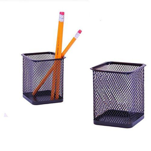 Sleek Silver Metal Pencil Holder Cup Desktop & <b>Drawer</b> Organizers - Product Image 2