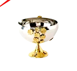 ชามผลไม้โลหะทันสมัยสีเงินแบบตอกลาย พร้อมฐานทรงกลมตกแต่งอย่างสวยงาม - Product Image 1