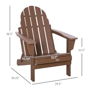 Sedia Adirondack Pieghevole per Tutte le Stagioni in HDPE Marrone per Patio e Spiaggia - Product Image 3