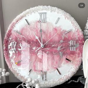 Pink Resin Modern Quartz <b>Movement</b> Wall <b>Clock</b> Round Decorative Timepiece with Marble Look Roman Numerals for Living Room Bedroom - Product Image 4