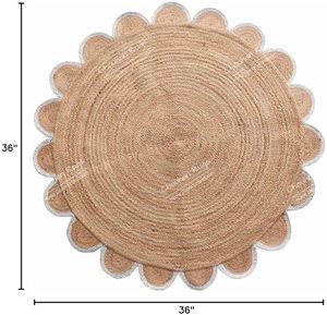 Wholesale Round Jute Scalloped <b>Rug</b> Handwoven Natural Braided Carpet <b>Boho</b> Style for Living Room Bedroom Home Decor OEM ODM - Product Image 5