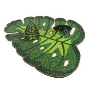 Maple Leaf Colored Design <b>Placemat</b> With <b>Beads</b> Design Mats For Home Decor Tableware Dinning Table Party and Wedding Design Pads - Product Image 6