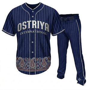 Ensemble Maillot et Pantalon de Baseball Homme Ostriya International à Manches Courtes, Uni, Anti-humidité, Respirant, en Polyester, Personnalisable - Product Image 1