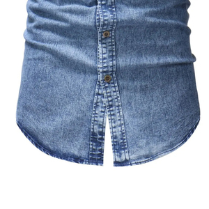 Chemise en jean pour homme à manches longues, décontractée, boutonnée, col classique, poche poitrine, tissu en jean doux et durable, coupe classique, pour tous les jours - Product Image 2