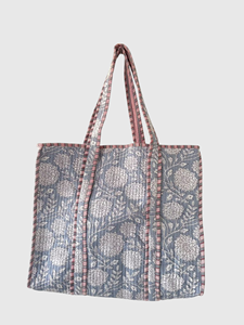 Sac fourre-tout en coton à motif floral, style bohème, ouvert sur le dessus, pour le shopping toutes saisons - Product Image 3