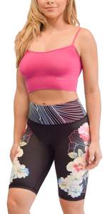 Shorts de sport pour femme à taille basse, imprimé floral, en coton et élasthanne, avec cordon de serrage, séchage rapide, tricoté, vêtement de sport - Product Image 6
