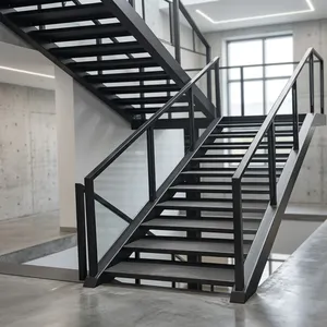 Escalera Metálica Industrial en Arco con Barandilla de Acero Inoxidable, Diseño Moderno para Villa, Hogar u Oficina, Duradera para Interiores - Product Image 6