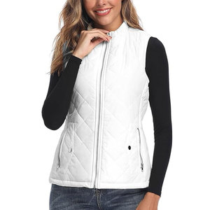 Chaleco Acolchado Azul Marino para Mujer con Cierre de Cremallera, Cuello Alto, Ropa Exterior Informal - Product Image 2