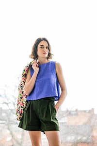 Pink Sleeveless <b>Top</b> Loose Fit Frayed Hem Solid Color Breathable Woven Casual Summer Wear - Product Image 3