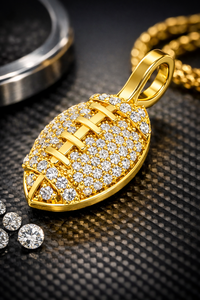 Pendentif unisexe tendance en or massif 10K, style hip-hop, avec diamant de laboratoire en forme de ballon de football américain, idéal pour les fêtes - Product Image 2