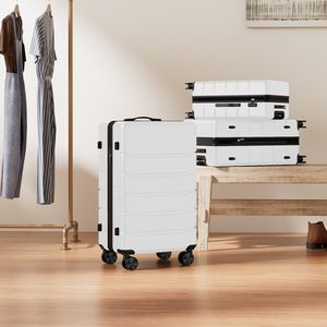 Valigia Rigida Espandibile da 20 Pollici con Ruote Girevoli e Serratura TSA, Bianca - Product Image 4