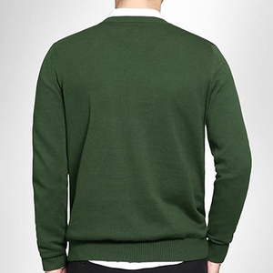 Suéter de Punto Verde Sólido para Hombre, de Alta Calidad, al por Mayor, Manga Regular, Grosor Estándar, para Otoño 2026 - Product Image 2