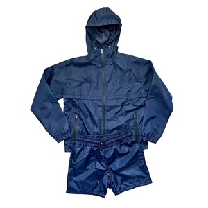 Custom Logo Printed Hooded Solid Spring Waterproof Breathable Lightweight Polyester/Cotton Casual <b>Wind</b> <b>Breaker</b> Tracksuit 2-Piece - Product Image 1