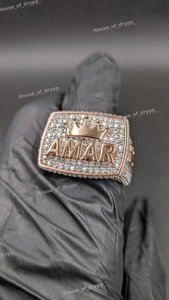 VVS Moissanite Diamond <b>925</b> Sterling <b>Silver</b> Iced Out King Crown <b>Ring</b> Personalized Rhodium Plated Hip Hop Signet <b>Ring</b> - Product Image 4