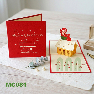 Tarjeta de Felicitación Navideña 3D Pop-Up Hecha a Mano ANN HANDICRAFT, Diseño de Chimenea de Techo de Santa, Origen Hanoi, Estilo Bosque Invernal, Venta al Por Mayor - Product Image 4