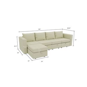 Versatile divano componibile componibile 6 pezzi 109''L X 54.5 'w X 34'h portaoggetti ottomana disponibile Beige grigio per soggiorno famiglia - Product Image 2