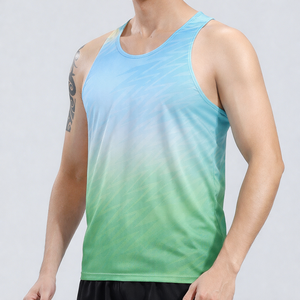 100% Polyester Running Tank <b>Top</b> Custom Thermal Sublimation Men Light Weight Fitness Tank <b>Tops</b> - Product Image 2